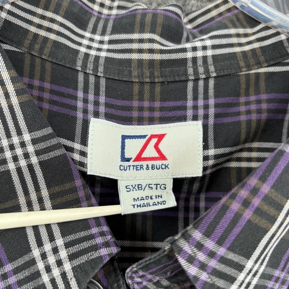 Cutter & Buck Purple Black Plaid Long Sleeve Button Up Shirt Men’s Big 5X - Picture 5 of 10